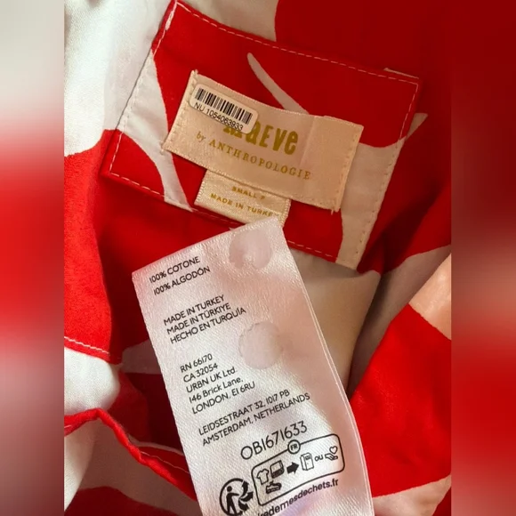 Maeve Anthropologie Bettina Midi Dress Tiered Buttondown Red Flowers SP - Picture 14 of 14